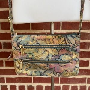 HOBO INTERNATIONAL Metallic Crossbody Purse Mara Bag Watercolor Floral